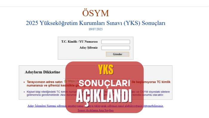 YKS Sonuçları açıklandı
